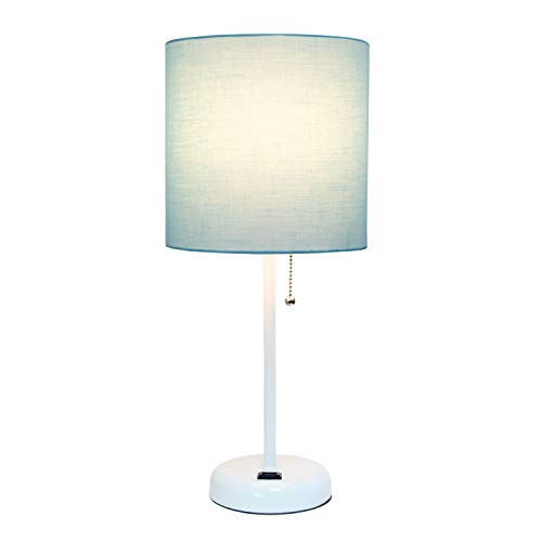 SIMPLE DESIGNS LT2024-AOW WHITE STICK TABLE DESK LAMP, NO BULB, AQUA/WHITE - Like New