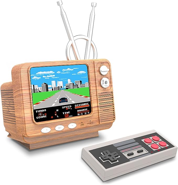 E-MODS GAMING Retro Games Console GV300S Mini TV Style 308 - Wood Grain Like New