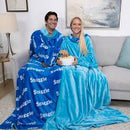 SNUGGIE REVERSIBLE THE ORIGINAL WEARABLE BLANKET SLEEVES - BLUE/TURQUIOSE - Like New