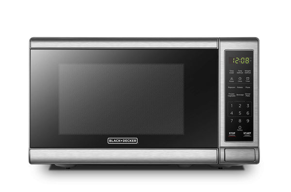 BLACK+DECKER EM720CB7 Digital Microwave Oven Turntable Push-Button Door - Black - Like New