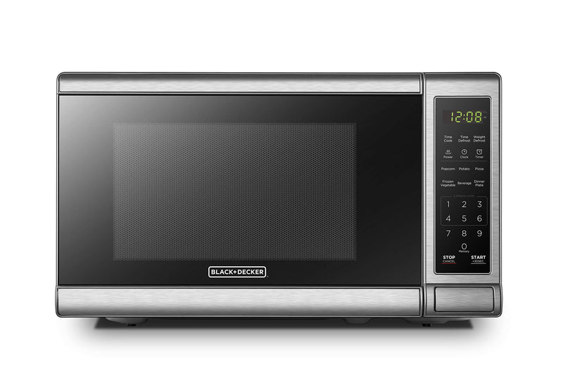 BLACK+DECKER EM720CB7 Digital Microwave Oven Turntable Push-Button Door - Black - Like New