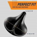 BIKEROO WIDE CRUISER SADDLE COMFORT SEAT FITS INDOOR OUTDOOR BICYCLES - BLACK - Like New