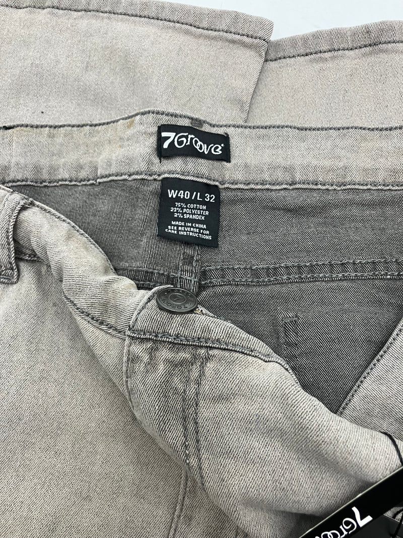 7GROOVE 7 GROOVE MEN'S JEANS STRAIGHT DENIM - SIZE: MEN 40/32 - LIGHT GRAY - Brand New