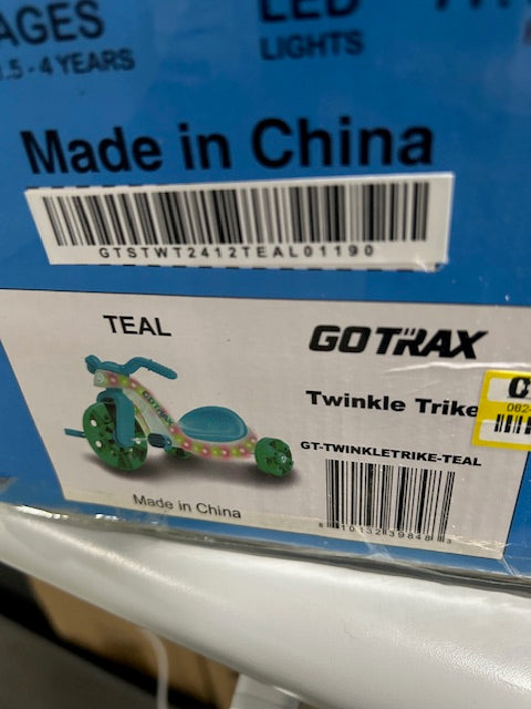 GOTRAX KIDS TWINKLE TRIKE LIGHT UP TRICYCLE 77.16 LBS - TEAL, GREEN, AND WHITE - Like New
