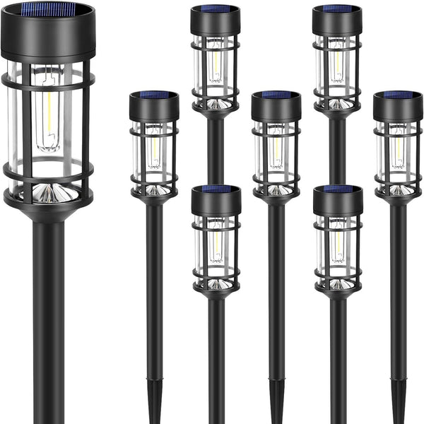 HAKOL BH-598-8 LED OUTDOOR WATERPROOF SOLAR LIGHTS - 8 PACK - BLACK - Like New