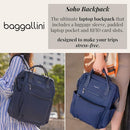 Baggallini Soho Backpack Travel Laptop Lightweight Luggage Bag French Navy - Brand New