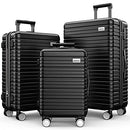 BEOW Expandable Luggage Sets Clearance 3 Piece Hardshell B09W5VPSDB - Black - Like New