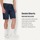 AEMN41037M25 Amazon Essentials Men's Relaxed-Fit Jean Shorts Dark Wash 30 - Brand New