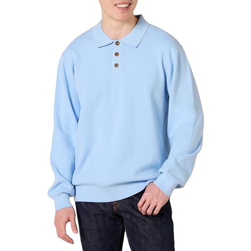 AMAZON ESSENTIALS MEN'S RELAXED-FIT KNIT POLO SWEATER MEN M POWDER BLUE - Brand New