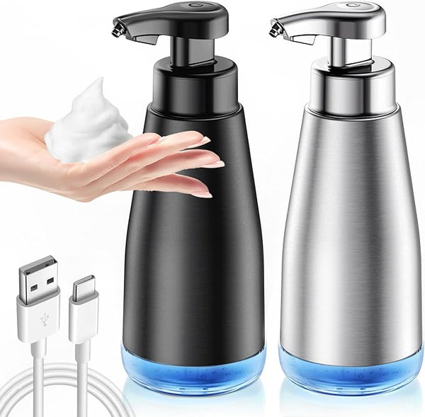 Kekele Baby 2 Packs Foaming Soap Dispenser - 1 Black/1 Silver Stainless Steel - Like New