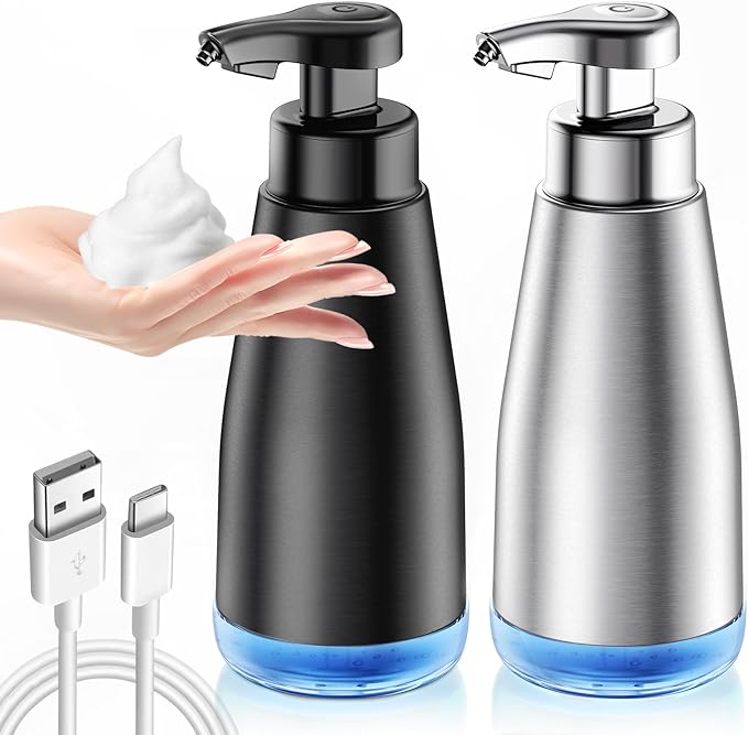 Kekele Baby 2 Packs Foaming Soap Dispenser - 1 Black/1 Silver Stainless Steel - Like New