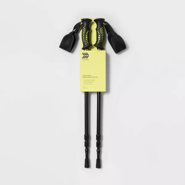 ALL IN MOTION 2PK ADJUSTABLE TREKKING POLES: ALUMINUM, RUBBER HANDLES - BLACK - Like New