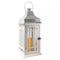 LUMABASE WOODEN LANTERN BATTERY-OPERATED CANDLE - WHITE WITH CHROME ROOF - Like New
