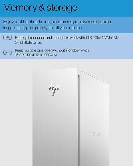 HP Envy Desktop I9 16 GB 1 TB SSD RTX 3070 TE02-0042 - Silver - Like New