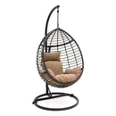 SereneLife Brown Wicker Rattan Egg Chair with Washable Cushions - Scratch & Dent
