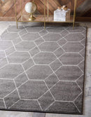 UNIQUE LOOM TRELLIS AREA RUG (9' X 12' 2", 3140888) DARK GRAY/ IVORY - Like New