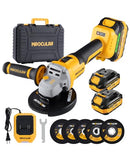 MAXCULAR ANGLE GRINDER CORDLESS 20V BATTERY, 9600 RPM BRUSHLESS MOTOR - YELLOW - Like New