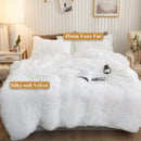 CHOSHOME LUXURY PLUSH SHAGGY FAUX FUR DUVET COVER - WHITE - Like New