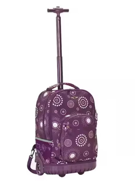 ROCKLAND DOUBLE HANDLE ROLLING BACKPACK, PURPLE PEARL, 19-INCH - PURPLE PEARL - Brand New