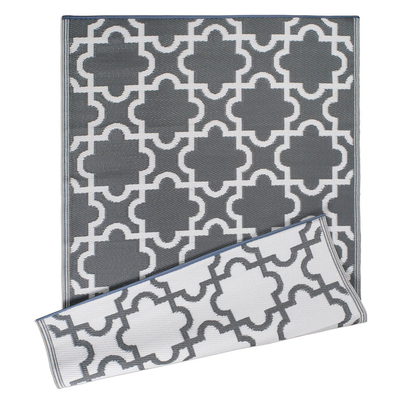 DESIGN IMPORTS REVERSIBLE OUTDOOR LATTICE WOVEN RUG, 4X6 FT - GRAY - Brand New