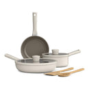 BELLA 7 PIECE COOKWARE SET EVERGOOD CERAMIC NONSTICK COATING - OATMILK - Like New