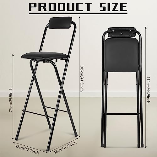 Thyle 1 Pcs Folding Bar Stool with Backrest, Tall Foldable Stool Chair Portable - Like New