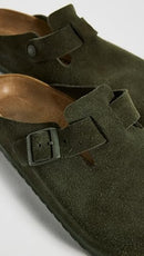 260211 BIRKENSTOCK WOMEN BOSTON SUEDE CLOGS MEN 9 WOMEN 11 (AU/UK W8) THYME - Like New