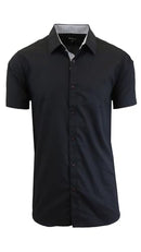 GALAXY BY HARVIC MEN'S SHORT SLEEVE DRESS SHIRT - BLACK - SIZE M - Brand New