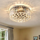 CEENLI 13.7" Modern Crystal Chandelier, 4-Light Black Crystal Flush Mount - Brand New