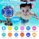 PROGRACE Kids Waterproof Camera - Gifts for Boy Waterproof, 32GB, Blue Like New