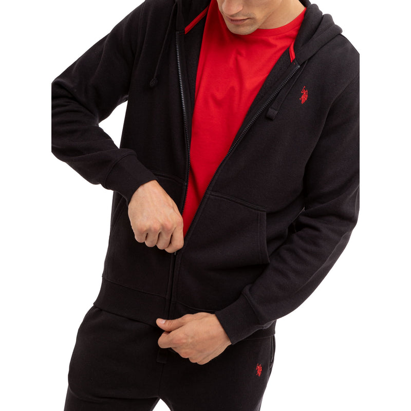 PACIFIC POLO CLUB MEN'S FULL ZIP FLEECE HOODIE - SIZE: MEN 2XL - BLACK - Brand New