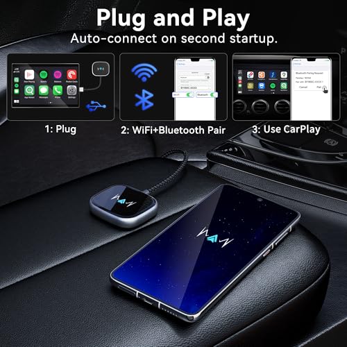 VNILRGLE WIRELESS ANDROID AUTO ADAPTER WIRELESS CARPLAY ADAPTER BY6969C - BLACK - Like New