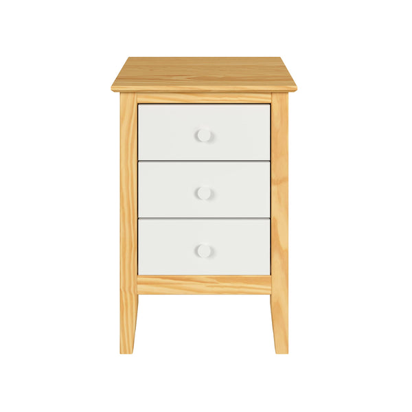 ADEPT JELA EASY PIECES SOLID WOOD 3 DRAWER END TABLE NATURAL W/WHITE FRONT - Brand New