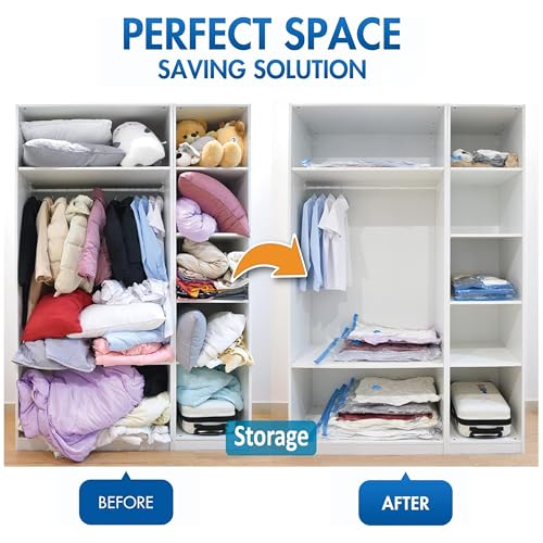 8 Jumbo Vacuum Storage Bags, Space Saver Bags, Vacuum Seal Bags with Hand Pump - Like New