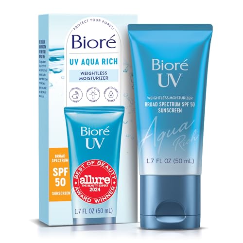 BIORE UV AQUA RICH DAILY FACIAL MOISTURIZER SUNSCREEN SPF 50 - 1.7 OZ, MULTI - Brand New