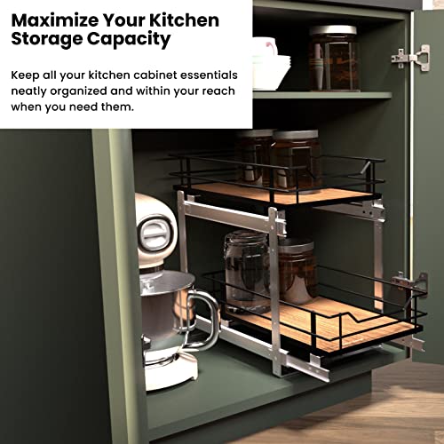 Home Zone Living Pull Out Kitchen Cabinet Organizer with 2 Tiers of Storage Like New