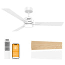 OPONL CEILING FAN WITH LIGHT 52INCH LOW PROFILE REMOTE CONTROL - WHITE - Like New
