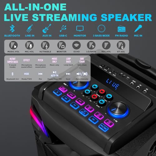 GEYGUY GTSK210-1 DUAL 10-INCH DSP BLUETOOTH KARAOKE MACHINE WITH 2 MICROPHONES - Like New