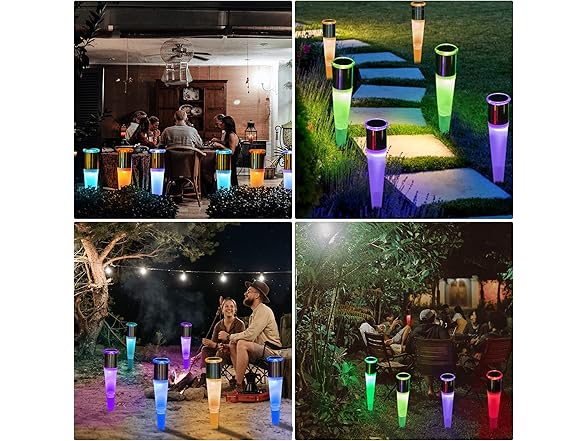HAKOL BH-570 SOLAR PATHWAY LIGHTS OUTDOOR (SET OF 4) - CLEAR/SILVER - Like New