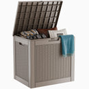 MAIUSCOLI 31 GALLON WATERPROOF OUTDOOR STORAGE BOX, RESIN DECK BOX - GRAY - Like New