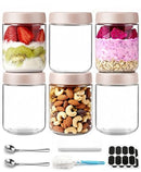 COZYVERGE 6 PACK 16 OZ OVERNIGHT OATS CONTAINERS AIRTIGHT LIDS - BEIGE - Like New