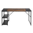 FurnitureR 55in Rustic Student Laptop Writing Storage Shelves - Brown/Black - Brand New