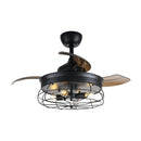 PARROT UNCLE 36" BENALLY INDUSTRIAL DOWNROD MOUNT CEILING FAN LIGHTING - BLACK - Brand New