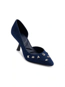 KARL LAGERFELD WOMEN'S KIPTON STILETTO PUMP PINS - SIZE: WOMEN 10 - DARK DENIM - Like New