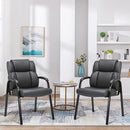 CLATINA Leather Guest Chair Padded Arm Rest Reception Meeting Black 2 Pack - Brand New