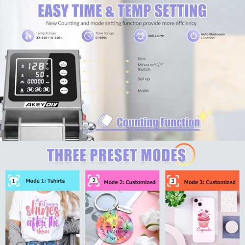AKEYDIY Heat Press, 15x15 Slide Out Heat Press Machine for T Shirts, Digital - Like New