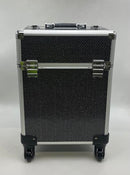 GENERIC 20" ROLLING COSMETICS ORGANIZER, FOLDING TRAYS - BLACK DIAMOND SPARKLES - Like New