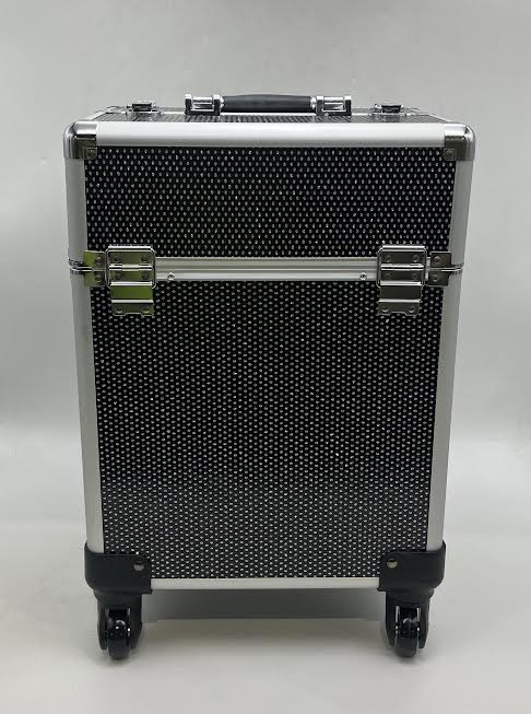 GENERIC 20" ROLLING COSMETICS ORGANIZER, FOLDING TRAYS - BLACK DIAMOND SPARKLES - Like New