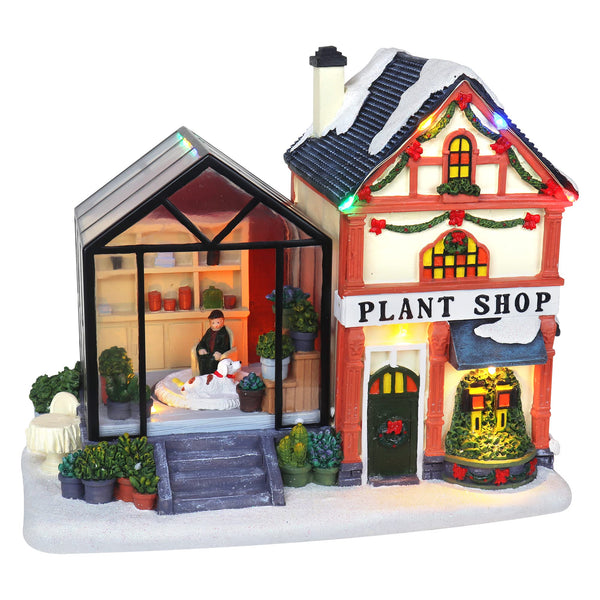 TOP TREASURES CHRISTMAS VILLAGE PLANT SHOP TABLETOP DISPLAY - 310105AS-VILLAGE - Like New