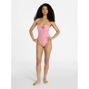 NO BOUNDARIES SPORTY GEO KEYHOLE SURF PINK SIZE SMALL 4-6 SWIMSUIT - SURF PINK - Brand New